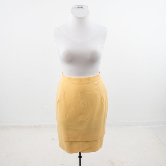 Escada 8 Wool Pencil Skirt Yellow - Picture 9 of 9